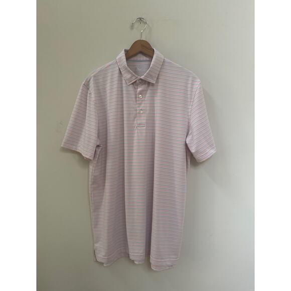 Vineyard Vines Other - Vineyard Vines Polo Shirt Mens L Pink Blue Stripe On The Go Palmero Golf Stretch